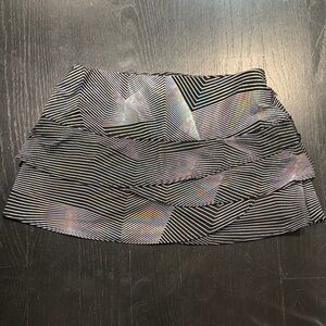 Lucky In Love Metallic Silver & Black Striped Women's Skirt